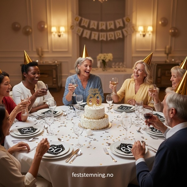 SERVIETTER OG PYNT TIL 60-ÅRSDAG (illustrasjonsbilde)