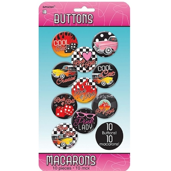 Buttons med 50-talls motiv