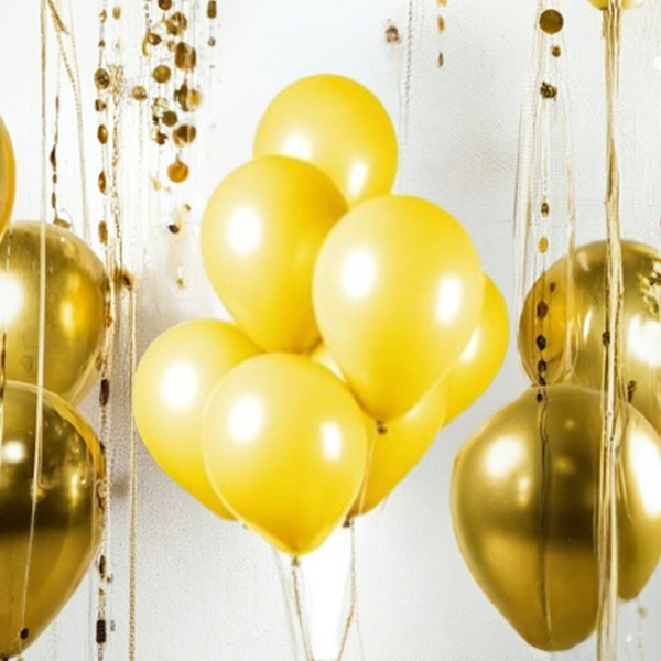 METALLISK GULE BALLONGER (10-pk)