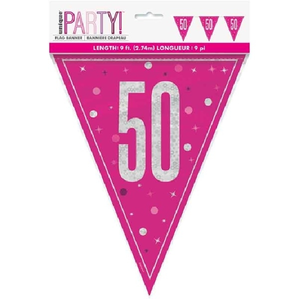 ROSA FLAGG GIRLANDER 50 ÅR