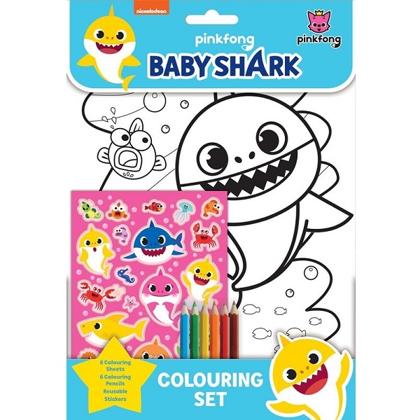 BABY SHARK TEGNEPAKKE MED KLISTREMERKER