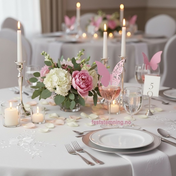 LYSEROSA SOMMERFUGL GLASS BORDPYNT (illustrasjonsbilde)