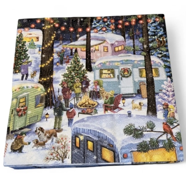 JULESERVIETTER MED CAMPING MOTIV