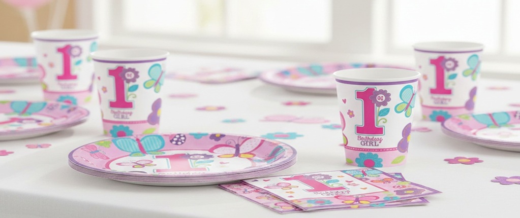 BORDDEKKING OG PYNT TIL 1-ÅRSDAG FOR JENTE